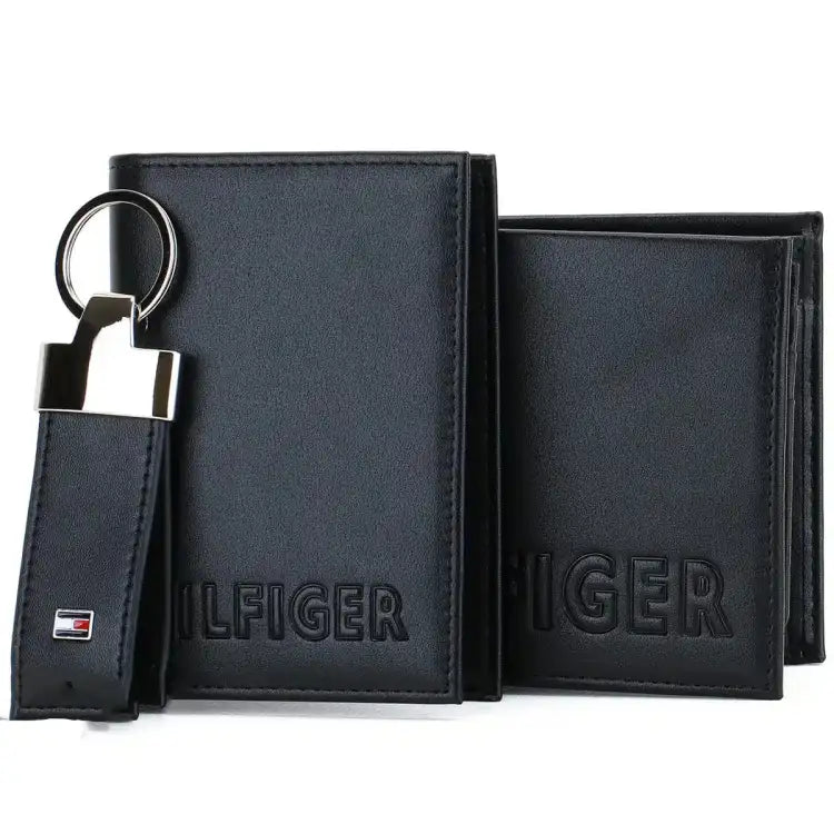 Tommy Hilfiger Gift Set Wallet Keychain Card Holder Black Men