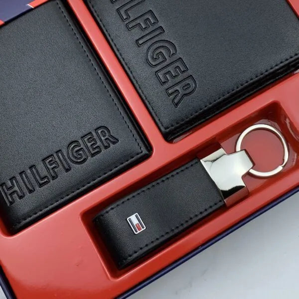Tommy Hilfiger Gift Set Wallet Keychain Card Holder Black Men